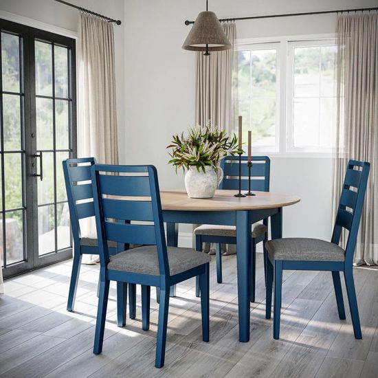Marlow Blue 4-6 Seater Round Extending Dining Table - 120cm-155cm