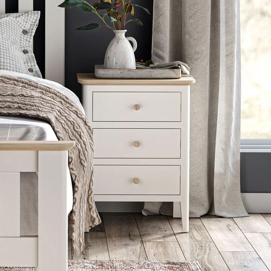 Marlow White 3 Drawer Bedside Cabinet