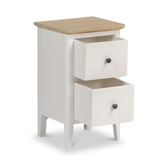 Marlow White 2 Drawer Narrow Bedside Cabinet