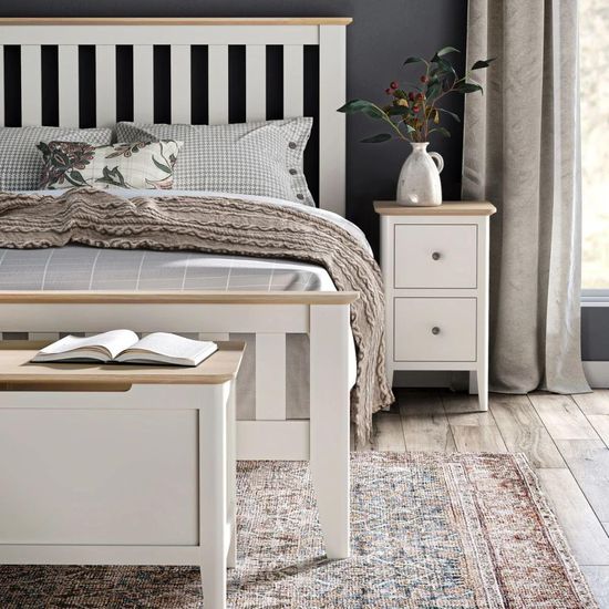 Marlow White 2 Drawer Narrow Bedside Cabinet