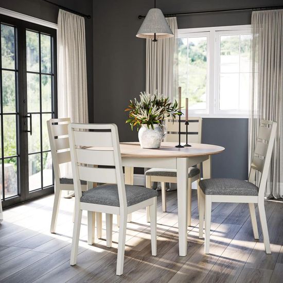 Marlow White 4-6 Seater Round Extending Dining Table - 120cm-155cm