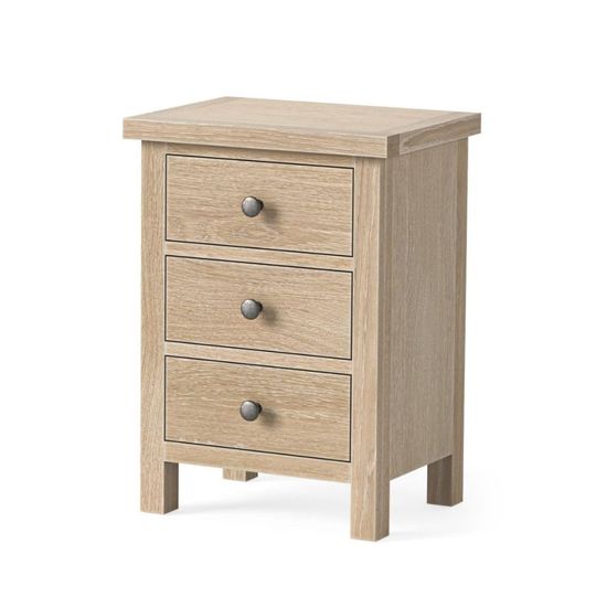 Modern Country Oak 3 Drawer Bedside Cabinet