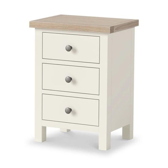 Modern White Painted 3 Drawer Bedside Cabinet