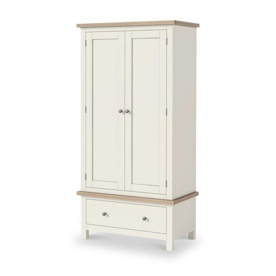 Modern White Painted 2 Door 1 Drawer Wardrobe