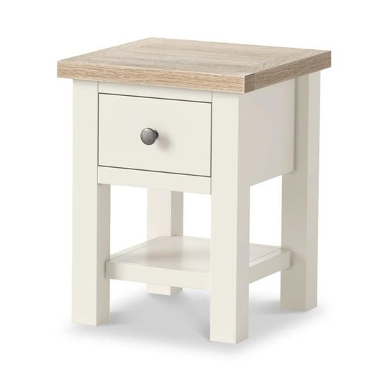 Modern White Painted 1 Drawer Square Lamp Table