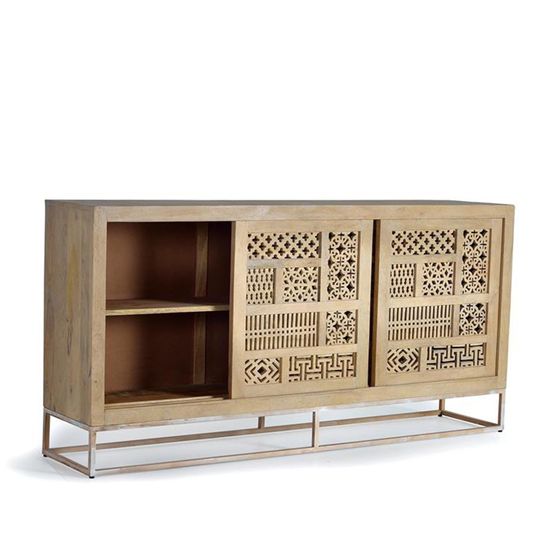 Hiram Carved Mango Wood 3 Door Extra Large Sideboard - 190cm