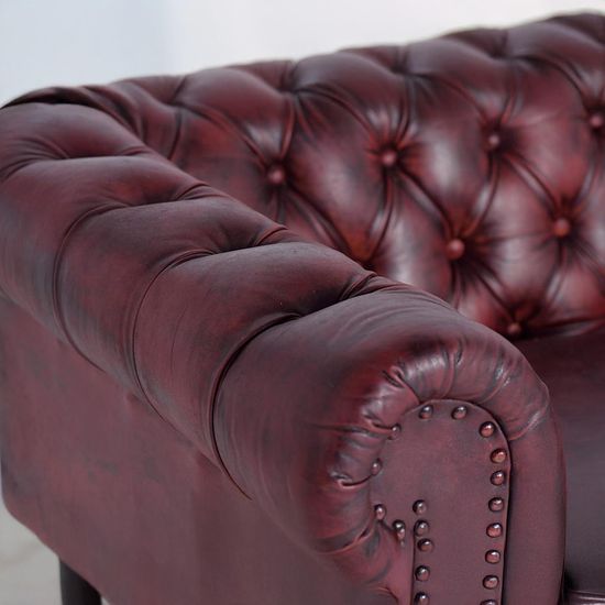 Angwin Brown Leather Chester 3 Seater Sofa