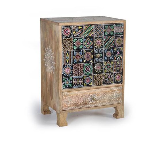 Auxiliary Mango Wood Painted 2 Door Bedside Cabinet