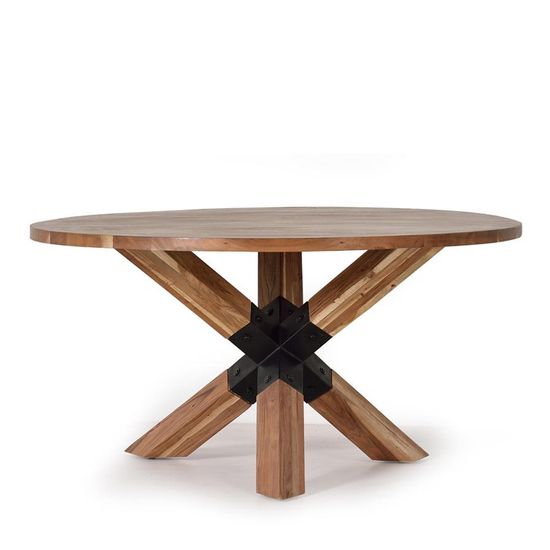 Monza Natural Acacia Wood 4 Seater Round Dining Table - Sizes Available