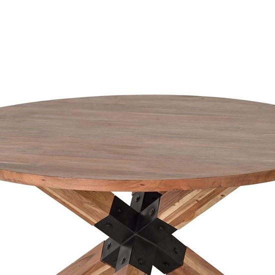Monza Natural Acacia Wood 4 Seater Round Dining Table - Sizes Available