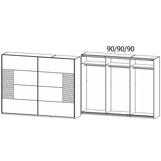 Rauch Barea 271cm 2 Door Sliding Wardrobe - Champagne and Atlantic Dark Oak