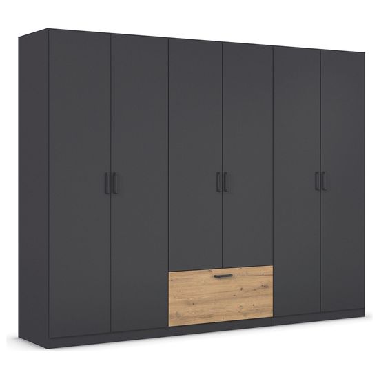 Rauch Bari 271cm 6 Door Wardrobe - Metallic Grey and Artisan Oak