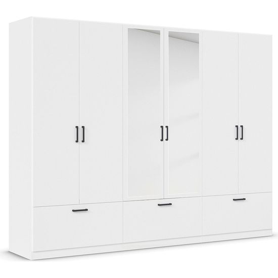Rauch Bari 271cm 6 Door Combi Wardrobe with Drawers - Alpine White