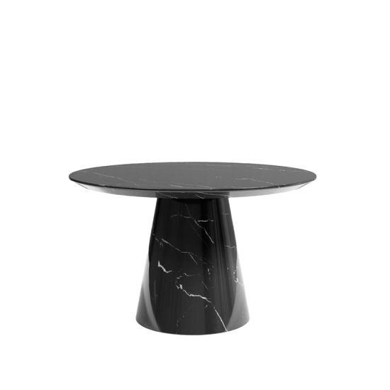 Carrera Black Marquina Engineered Marble 4-6 Seater Round Dining Table - 130cm