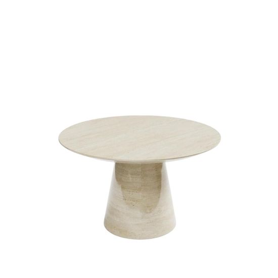 Carrera Travertine Beige Engineered Marble 4-6 Seater Round Dining Table - 130cm