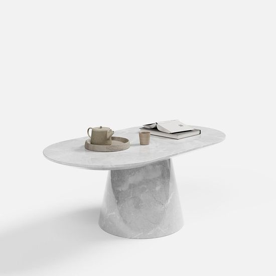 Carrera Armani Grey Engineered Marble Oval Coffee Table