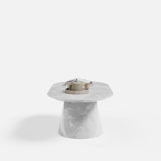 Carrera Armani Grey Engineered Marble Oval Coffee Table