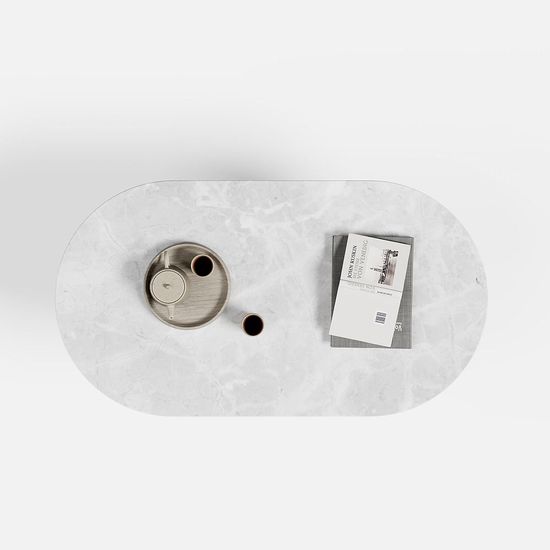 Carrera Armani Grey Engineered Marble Oval Coffee Table