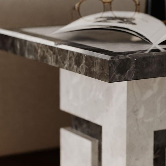 Venice Armani Grey Engineered Marble Side Table