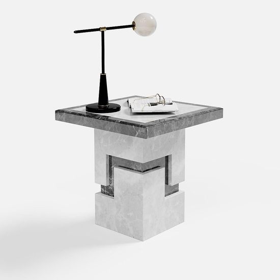 Venice Armani Grey Engineered Marble Side Table