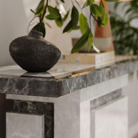 Venice Armani Grey Engineered Marble Console Table