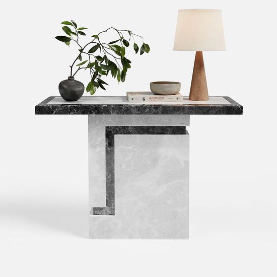 Venice Armani Grey Engineered Marble Console Table