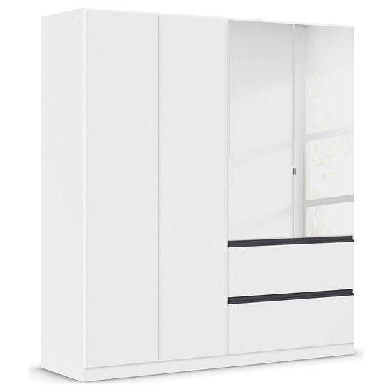 Rauch Costa 181cm 4 Door Combi Wardrobe with Metallic Dark Grey Handle - Alpine White