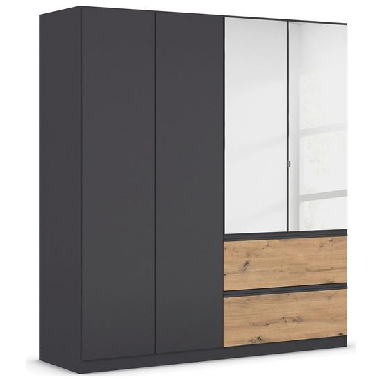 Rauch Costa 181cm 4 Door Combi Wardrobe - Metallic Dark Grey and Artisan Oak