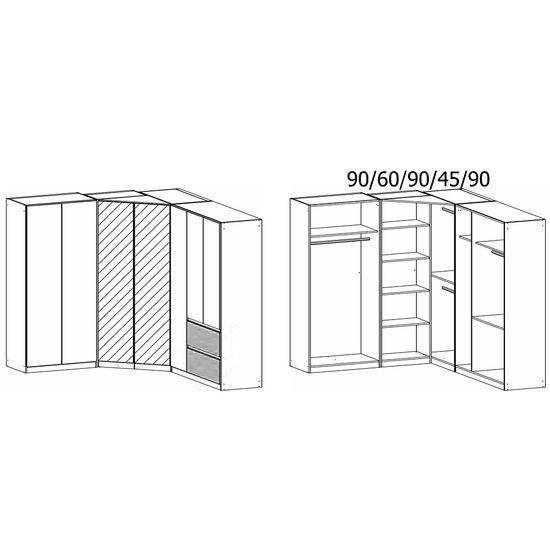Rauch Costa 208cm 7 Door L-Shaped Corner Wardrobe - Metallic Dark Grey
