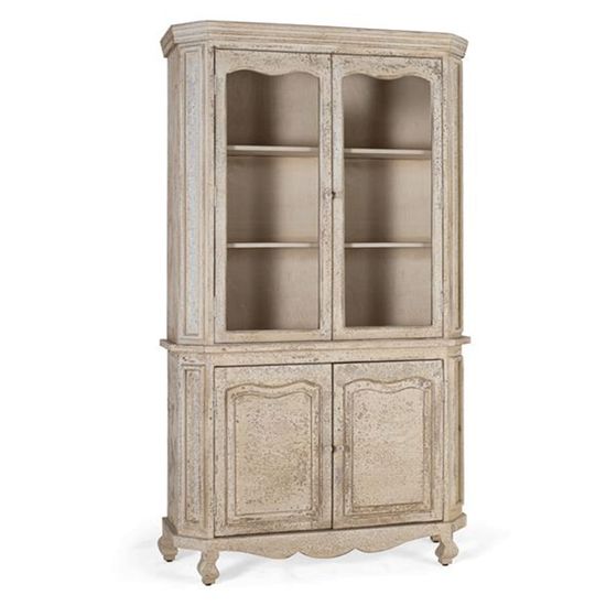 Adley Beige Mango Wood 4 Door Display Cabinet