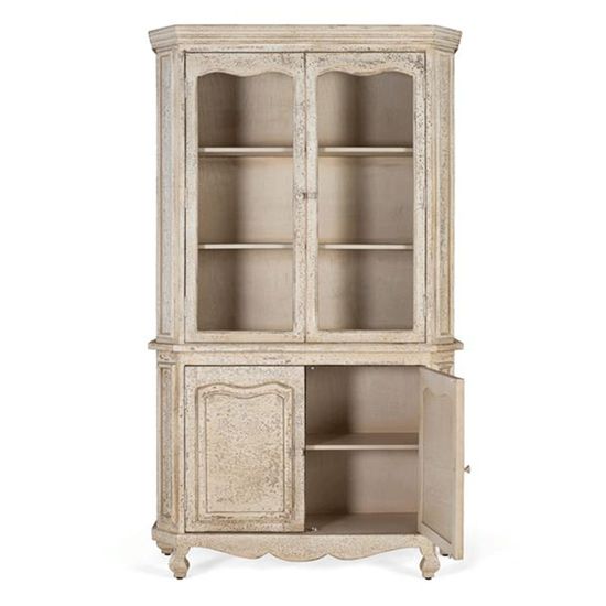 Adley Beige Mango Wood 4 Door Display Cabinet
