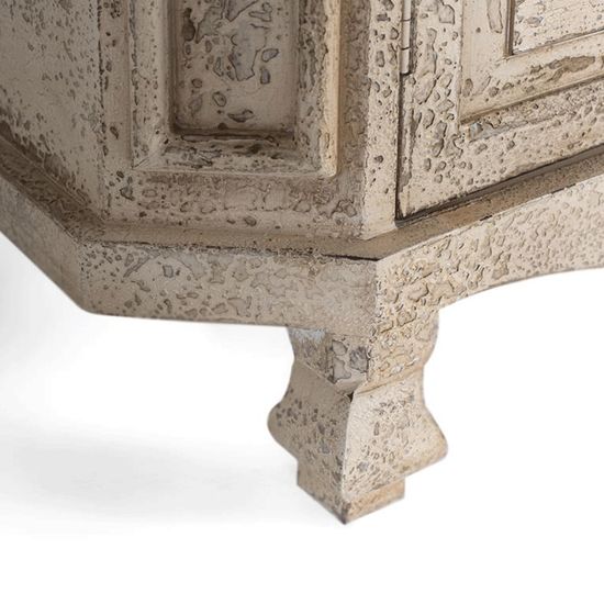 Adley Beige Mango Wood 4 Door Display Cabinet