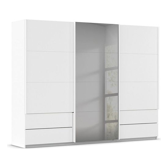 Rauch Elara 271cm 3 Door Combi Sliding Wardrobe - Alpine White and Grey Mirror