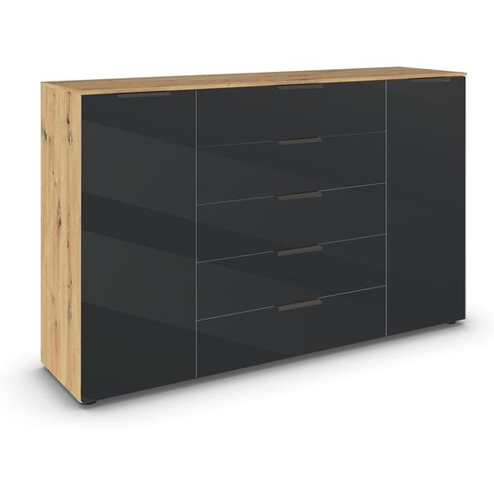 Rauch Flipp 2 Door Sideboard with Adjustable Height - 160cm - Artisan Oak and Graphite
