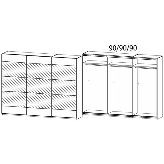 Rauch Malibu 271cm 3 Door Sliding Wardrobe - Artisan Oak