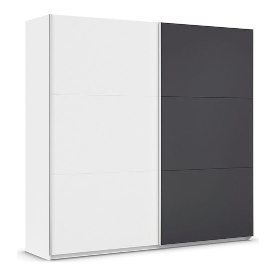 Rauch Monza 218cm 2 Door Sliding Wardrobe - Alpine White and Metallic Dark Grey