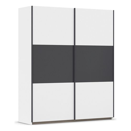 Rauch Neo 175cm 2 Door Sliding Wardrobe - Alpine White and Metallic Dark Grey