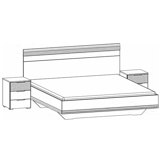 Rauch Sajo 5ft King Size Bed with 2 Bedside Cabinet - Champagne and Atlantic Dark Oak