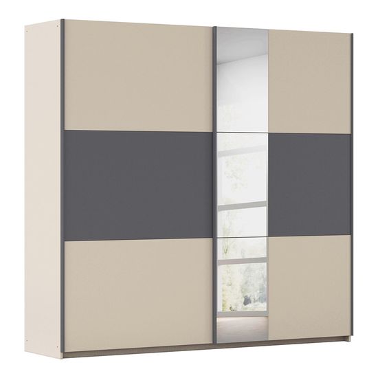 Rauch Sajo 218cm 2 Door Sliding Wardrobe with Mirror - Champagne and Metallic Dark Grey