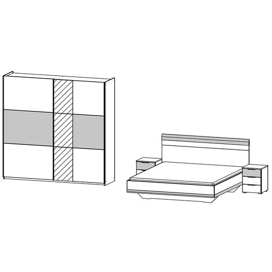 Rauch Sajo 180cm Bedroom Set with Mirror Wardrobe - Champagne and Atlantic Dark Oak