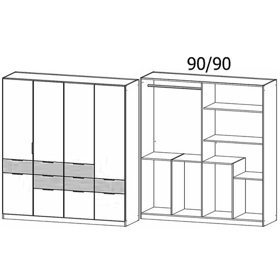 Rauch Mats 181cm 5 Door Wardrobe with Drawer - Metallic Dark Grey and Atlantic Dark Oak