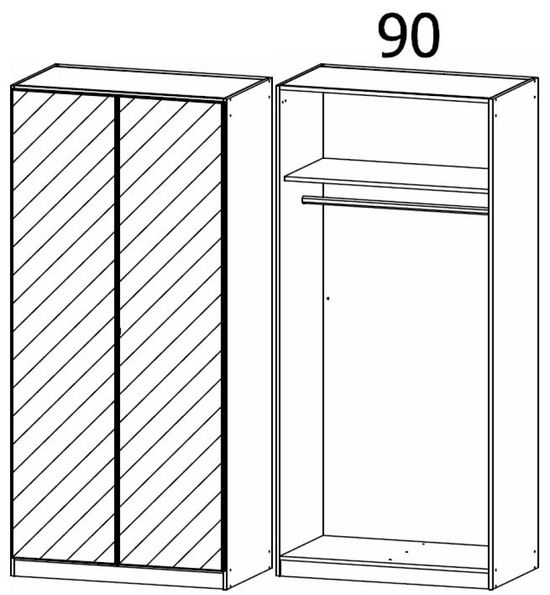 Rauch Reflect 91cm 2 Door Mirrored Wardrobe - Artisan Oak