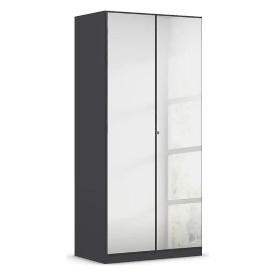 Rauch Reflect 91cm 2 Door Mirrored Wardrobe with Interior Division - Metallic Dark Grey