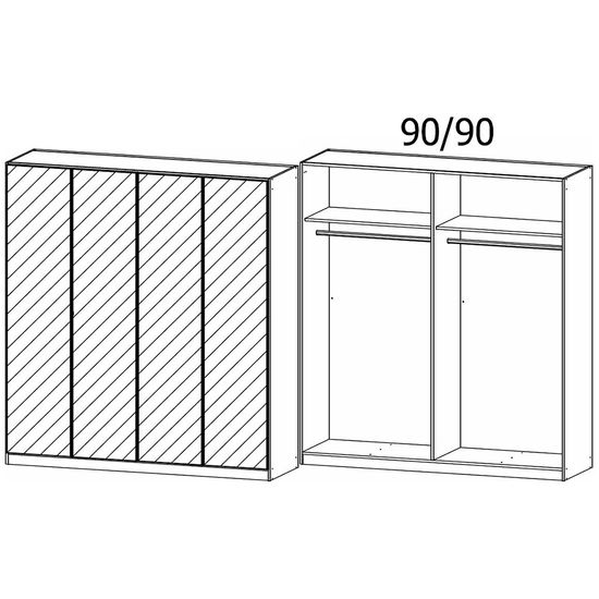 Rauch Reflect 181cm 4 Door Mirrored Wardrobe - Alpine White