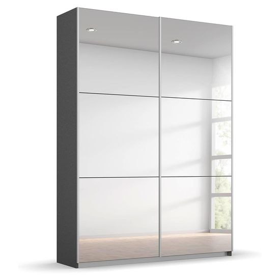 Rauch Reflect 131cm 2 Door Mirrored Sliding Wardrobe - Metallic Dark Grey