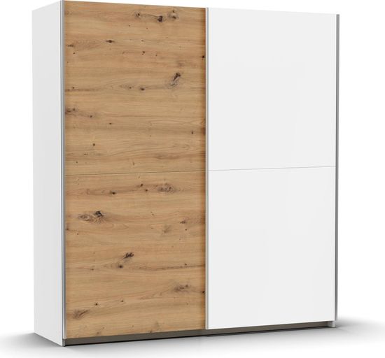 Rauch Saturn 175cm 2 Door Sliding Wardrobe - Alpine White and Artisan Oak