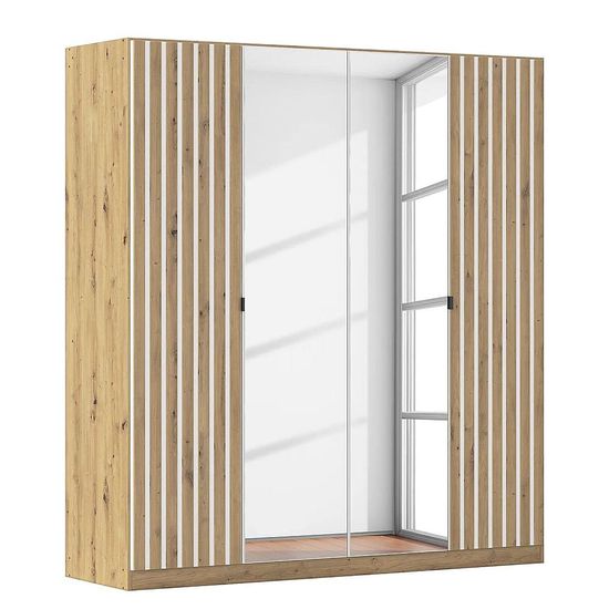 Rauch Genua 181cm 4 Door Wardrobe with Mirror - Artisan Oak and Alpine White