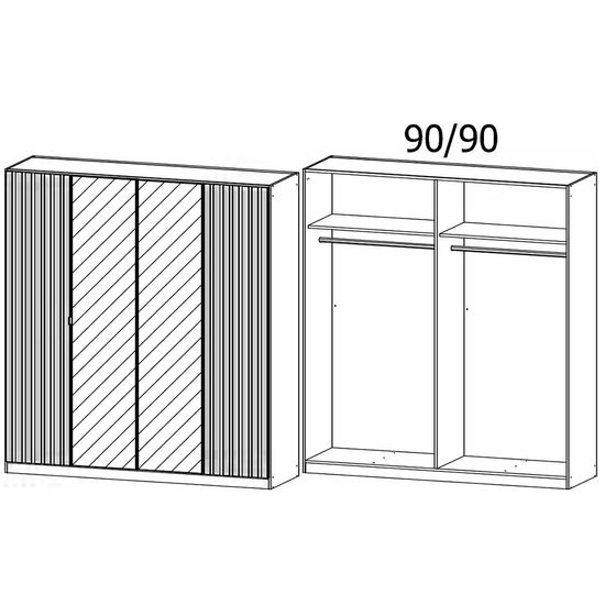 Rauch Genua 181cm 4 Door Wardrobe with Mirror - Artisan Oak and Alpine White