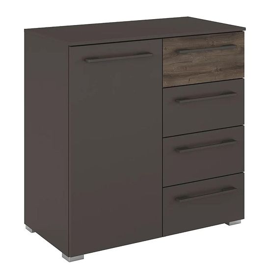 Rauch Luana 1 Door Small Sideboard - 80cm - Graphite and Atlantic Dark Oak