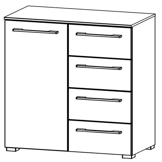 Rauch Luana 1 Door Small Sideboard - 80cm - Graphite and Atlantic Dark Oak